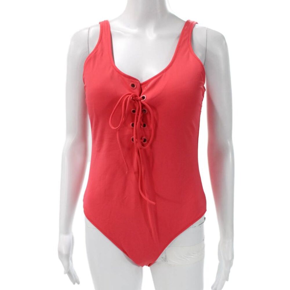 Change of Scenery Womens Repreve Nylon One Piece Swimsuit Red Size M